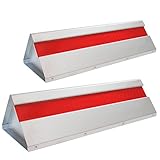 (レオン)LEON カーストッパー 置くだけ ラグジュアリーデザイン 反射板付 シルバー x レッドライン 2本組