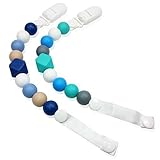 Pacifier Clip - - Silicone Baby Teething Pacifier Clips - BOY - BPA-Free - Non-Toxic - Sensory by mo