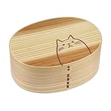 祭のええもん 曲げわっぱ 小判弁当箱 ねこ 日本国内仕上げ (900ml（ナチュラル）ねこ)