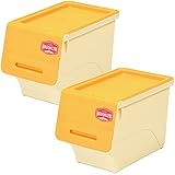 サンカ BROOKLYN ST シリーズ 収納 チェスト フラップストレージ 幅29 スリム 2個組 イエロー/アイボリー BKFS-S30YE/IV-2+K