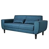 (OSJ) ソファ ソファー ソファベッド レトロ風ソファー 2人掛け モダン 背もたれ 肘付きソファー ローソファー カウチソファー (ネイビー)