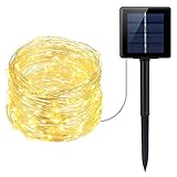 PChero ソーラーイルミネーションライト 100LED 1個セット ストリングライト ソーラー充電式 8発光モード 防水 ガーデンライト 屋外 パーティー クリスマスなどの飾りライト 電球間隔10