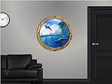 36" PortScape Instant Sea Window Porthole View Dolphin #3 Wall Graphic Port hole Decal Sticker Mural