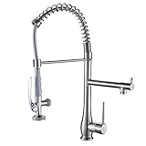 Fapully Single Hole Lead-free Brass Contemporary Pull Down Faucet,Single Handle Kitchen Sink Faucet 