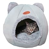 [NSK］猫ベッド ペットベッド キャットハウス ドーム型 暖かい ふわふわ 寒さ対策 室内用 洗える クッション付 (M)