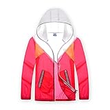 Hi9 Store帽子付き キッズ ジャンパー 女の子 男の子 バイカラー 防水 ジャンバー 抗菌 防臭 (140, レッド)