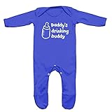 (フロソ) FLOSO 赤ちゃん・ベビー用 Daddys Drinking Buddy(パパの飲み友達)プリント 長袖ロンパース ボディースーツ オールインワン スリープスーツ (0-3ヶ月) (ブル