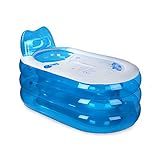 KTYX 厚めのインフレータブルバスタブ大人用タブ折りたたみバケツバスバレル 浴槽 (色 : BlueD)
