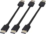 オーディオファン Type C USBケーブル 短い 15cm USB Aプラグ-Cプラグ USB2.0 データ通信対応 ブラック 3本