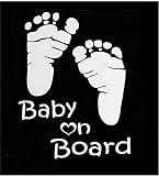 (三月問屋)ステッカー 車 足跡 baby on board 赤ちゃん乗ってます 白