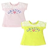 (ピンク/90cm)子供服 女の子 Tシャツ 半袖 Aライン 首元レース 女児 ベビー