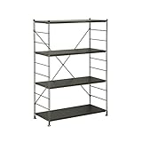 山善(YAMAZEN) スチールシェルフセット ウッドシェルフ 木製棚板 (幅86奥行42)4段 ダークブラウン MWS-12844(DBR/BR)