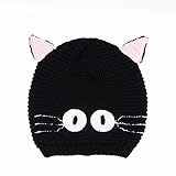 [Mr.M] 子供帽子　ニット帽子　猫柄 キッズ ベビー帽子 女の子 男の子 赤ちゃん 帽子 冬　あったか帽子 (頭周り：46cm)