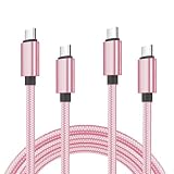 明誠 USB Type C 充電ケーブル【1m+2m/2本セット】USB C to C PD60W対応 急速充電 iPhone 16 充電ケーブル 高速データ転送 USB2.0 高耐久 ナイロン編み素材 MacBook Pro、iPad、iPhone 16 Pro Max、iPhone 15、Galaxy等USB-C機種対応(ローズゴールド)