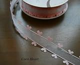 ~Coco Heart~　　ハートが付いてる　ピンク　リボン　１ｍ単位　 (バレンタイン　ホワイトデー　母の日　ラッピング　ギフトリース・プリザ・ドライフラワー）