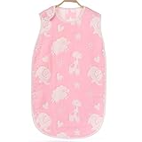 HUHU 6重ガーゼ スリーパー ベビー パジャマ ふわふわ コットン 柔らかい 綿 (ピンクキリン)