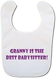 Novelty Granny is the best babysitter Baby Bib by Bibble Dribble