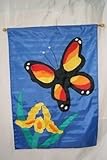28X40 Embroidered Sewn Butterfly Flower Appliqued Nylon Garden Flag 28X40 [並行輸入品]