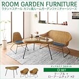 家具 便利 おしゃれ ガーデンファーニチャー セットD/テーブル+ローアームチェア×2 ラタン×スチール カフェ風ルームガーデンファニチャーシリーズ ネイス