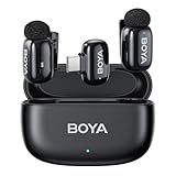 BOYA mini 2 ワイヤレスピンマイク iPhone Android対応 超軽量 ノイズキャンセリング 100m伝送 30時間連続使用 Vlog撮影 充電ケース付