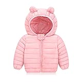 AIKSSOO 新生児 ダウンジャケット 女の子 男の子 軽量 ベビー服 コート 冬用 フード付き 防寒 size 80 (ピンク)