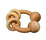 Intuitoys Rattle Rings Toy Teether. (Handmade in USA) BPA free. Natural, Organic Wood Teether, Baby 
