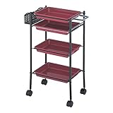 トレーワゴン あずき [ エステワゴン ネイルワゴン キッチンワゴン マルチワゴン サイドワゴン キャスター付き 収納 業務用 サロン ワゴン ラック ]◆