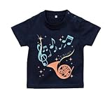 BabyChips ホルンと音符(名入れ半袖ベビーTシャツ) 160 ネイビー