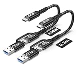 JBTOPアンドロイド自動USB AからC線30 cm[2本]、240 W短USB CからC線