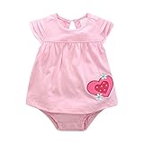 エルフ ベビー(Fairy Baby)ベビー服 ワンピース 半袖 夏用ロンパース 女の子 可愛い心柄 ピンク 6M