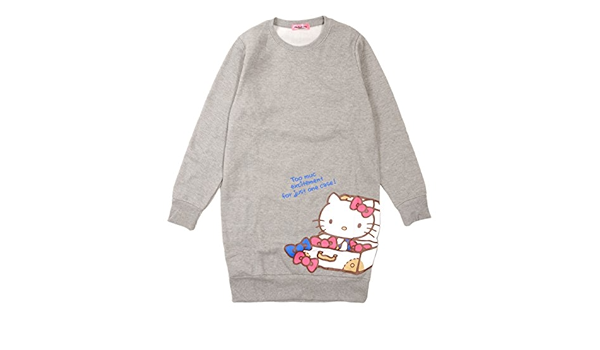 Amazon Hello Kitty ハローキティ 裏起毛 ロング丈トレーナーワンピース 1187 M L グレー トレーナー パーカー 通販