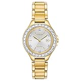 Citizen レディース クラシック シルエット クリスタル ステンレス, Gold Tone, ドレス