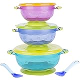 ベビー食器セット 吸盤付きボウル３点セット 離乳食期から 嬉しいスプーン・フォーク付き こぼれ防止 フタ付きで持ち運びと保存が可能
