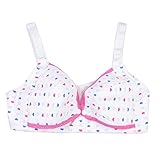 LUERME 授乳ブラジャー 妊婦ブラ 下着 前開き　ボタン付き ノンワイヤ 授乳便利　産前産後 綿 (36, ピンクサイド)