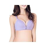 Cozy Maker（C&M）マタニティブラジャー ハーフトップ ノンワイヤー 授乳 ブラ 前開き 出産準備品 授乳便利 産前産後兼用 ボタン付き 大きいサイズ かわいい (80C, パープル)