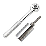 Demiawaking 万能 ソケットレンチ 2点セット 作業工具 ユニバーサル ソケットアダプター & ドリルアダプターセット シルバー