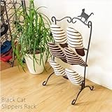 スリッパラック 黒猫(ねこ)柄 スチール製 3段/幅30cm 【完成品】【代引不可】