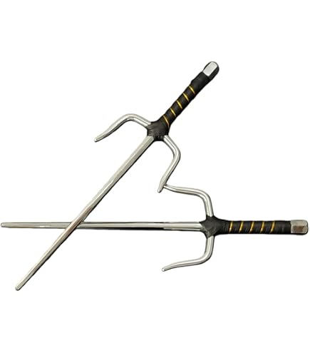 Amazon.co.jp: 武具 十手 48CM 黒メッキ 鉄製 釵 サイ 琉球古武術 武