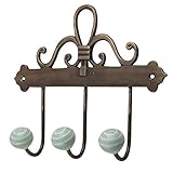 IndianShelfハンドメイドチェリーホワイトストリップセラミックアイロンフックキーキャビネットコート帽子服ホルダーオンライン 標準 グリーン