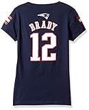 NFL Girls 7 – 16 Tom Brady New England PatriotsメインストライプVネックPlayer Name & Number半袖T、ダークネイビー、XL / ( 16