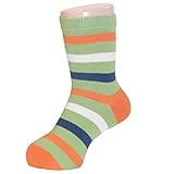 (グレェド) Groedo キッズソックス サイズ3-4 ( 14.5 - 16.5cm ) 黄緑・オレンジ・きなり・紫ストライプ オーガニックコットン