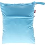 Damero Cute Travel Baby Wet and Dry Cloth Diaper Organizer Bag (Large, Light Blue) by Damero