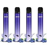 HECCO 電子タバコ 使い捨て 8,000回吸引可能電子 ブルーベリー フルーツ フレーバー 電子タバコスティック スターターキット 禁煙グッズ 吸い応え バニラタバコ ニコチンなし vape 爆煙 1本約2000回 4本入れ