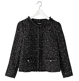 Angeliebe エンジェリーベ マタニティ ツイード ノー カラー ジャケット 妊婦服 羽織もの フォーマル 9号 ブラック