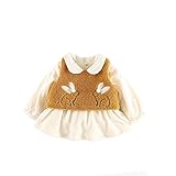 ベビー服 女の子ワンピース 子供服 Pojour 冬秋 防寒 ウサギワンピース 可愛いベスト付き キッズ服 新生児 赤ちゃん 長袖 オシャレ 綿 通園 発表会 旅行 記念日 プレゼント 白