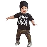 ミニかわいい人気なベビー服 子供服新生児幼児の赤ちゃんの手紙Tシャツトップカモフラージュズボン衣装セット コットンブレンド 素材 通園 発表会 お出かけ プレゼント (90, ブラック)