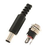 Perfk 交換や修理用　2.1mm x 5.5mm 　オス+メス　金属パネルソケット　ジャックプラグ　DCコネクタ　プラグ