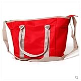 内ポケットたくさん 2WAY ショルダーベルト＆トートバッグ マルチカラーナイロン軽量ママバッグ (レッド)