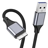 KAYQINHO 3m Micro-Bケーブル、USB 3.0 A公頭回転Micro-USB 3.0同期線データ線、東芝、希捷、サムスン、西部データなどの外付けハードディスクと互換性がある