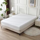 MILDLY ボックスシーツ ダブル 140x200cm 単品 オーストラリア綿100% ホテル仕様 サテン調 おしゃれ シーツ 140 200 柔らかい 無地 さらさら肌触り 吸汗 速乾 【ホワイト・ダブル・140x200cm+30cm】